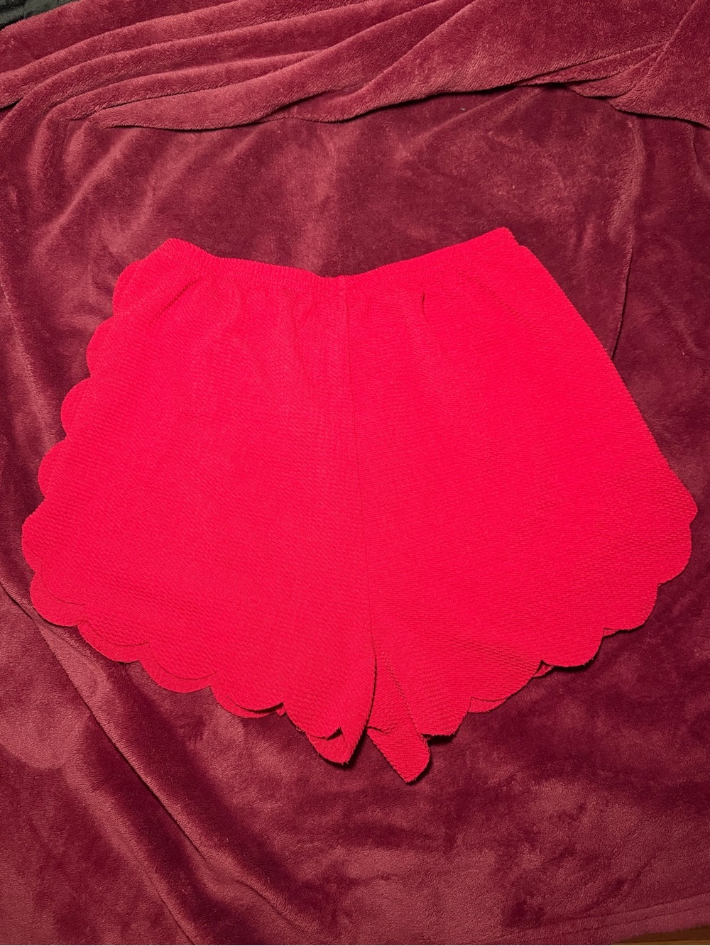 Source Unknown Bright Red Scalloped Hem Skort Shorts